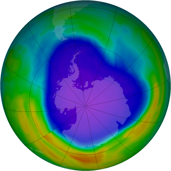 Antarctic ozone map for 04 October 2008